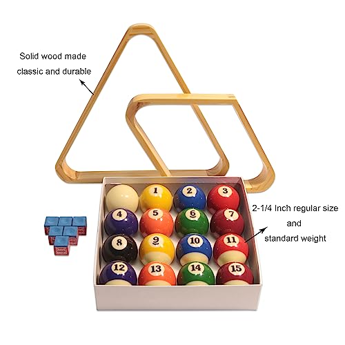 Pool Table Accessory Kit Premium Billiard Acc Kit Professional Billiards Equipment Deluxe Snooker Parts - 58 Inch Pool Sticks 2-1/4 Inch Billiard Balls Set Bridge Stick and Head Brush etc