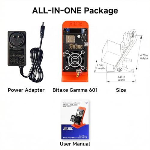 Bitaxe Gamma 601 Bitcoin Miner 1.2TH/s ASIC BM1370 Chip Solo Lottery BTC Miner 18W Low Power Consumption and OLED Display for Home Mining Orange - color: Orange