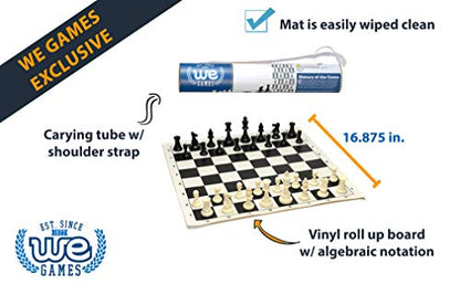 WE Games Chess Sets for Adults, Chess Board is 17 in., Chess Pieces with 3.08 inch King Travel Chess Set, Board Games Storage in Convenient Portable Carry Tube, Games for Adults - size: 17 x 17 inches