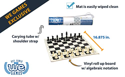 WE Games Chess Sets for Adults, Chess Board is 17 in., Chess Pieces with 3.08 inch King Travel Chess Set, Board Games Storage in Convenient Portable Carry Tube, Games for Adults (Pack of 4) - size: 17 x 17 inches (Pack of 4)