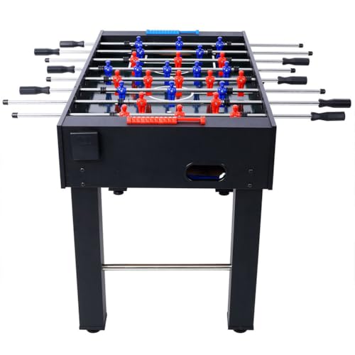 54 Inch Full Size Foosball Table for Adults, Regulation Soccer Game Table with Steel Rods, Non-Slip Handles, Cup Holder, 4 Balls Included, Indoor Foosball Table for Home Game Room Office