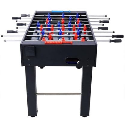 54 Inch Full Size Foosball Table for Adults, Regulation Soccer Game Table with Steel Rods, Non-Slip Handles, Cup Holder, 4 Balls Included, Indoor Foosball Table for Home Game Room Office