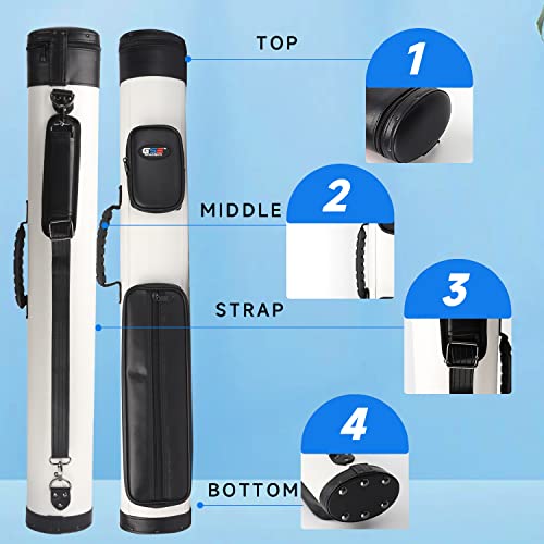 GSE Games & Sports Expert 2x2 Deluxe Hard Billiard Pool Cue Stick Carrying Case, Billiard Cue Case, Billiards Accessories (Several Colors Available) - color: Deluxe Oval - White/Black