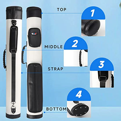 GSE Games & Sports Expert 2x2 Deluxe Hard Billiard Pool Cue Stick Carrying Case, Billiard Cue Case, Billiards Accessories (Several Colors Available) - color: Deluxe Oval - White/Black