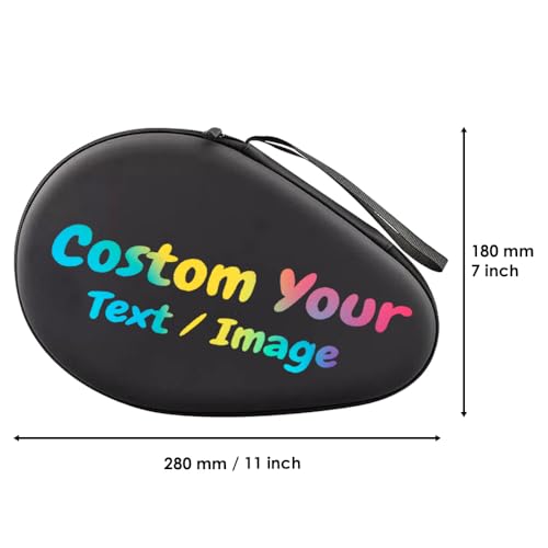 Personalized Table Tennis Racket Case, Custom Hard Shell Ping Pong Storage Bag Ping Pong Paddles Case with Zipper Can Hold 2 Short-Handled Rackets or 1 Long-Handled Racket - color: Black