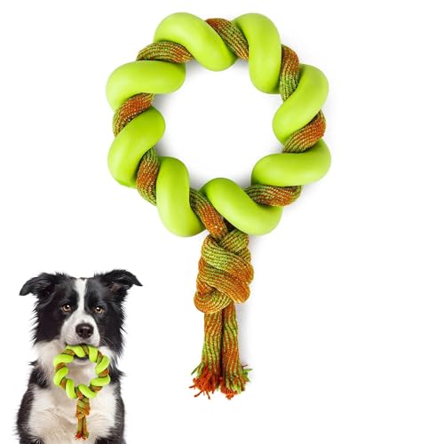 ALL FOR PAWS 6.1" Dog Ring Toy, Flying Ring for Fetch, Training & Outdoor Play, TPR Foam & Rope Dog Toy for Throwing, Catching, Tug Toys for Small, Medium & Large Dogs