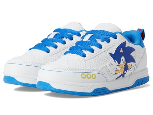Josmo Kids Sonic the Hedgehog Sneakers LED Light Up Shoe (Toddler/Little Kid) - color: White/Blue, size: 4 Big Kid