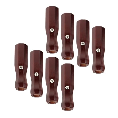 8Pcs Foosball Replacement Handles - 16mm Hole Wooden Rod End Caps with Non-Slip Grips | Standard Soccer Table Accessories (Deep Red, 4.92")