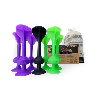 TOSSIT Game Suction Cup Darts, Toss Game Perfect Family and Party, Silicone Throwing Game for Backyard, Indoor and Outdoor Fun, Starter Pack - color: Purple Green