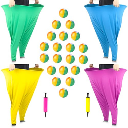 Granny Pants Yard Game Sets,4Pcs Granny Pants Equipped with 20 Bouncy Balls and 2 Pump,Outdoor Games for Adults and Family,Granny Pants Game for Garden Party and Field Day.