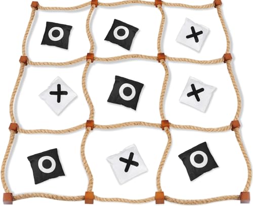 Giant Tic Tac Toe Outdoor Games, 4ft x 4ft Bean Bag Toss Outdoor for Kids, Giant Yard for Adults, Jumbo Large Wooden Tic Tac Toss, Backyard Lawn Camping Game
