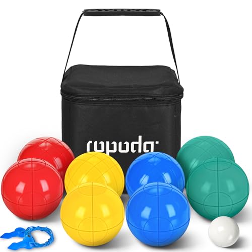 ropoda 90mm Bocce Ball Set, Lighter Bocce Ball for Beginners with 8 Balls, Pallino, Case and Measuring Rope for Backyard/Beach/Lawn, Composite Plastic for Kids Teens Beginners - size: 90mm