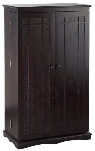 Leslie Dame Solid Oak Multimedia Storage Cabinet with Classic Mission Style Doors, Espresso - color: Espresso