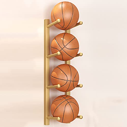 Wall-Mounted Sports Ball Storage Rack - Metal Basketball Holder & Multi-Function Equipment Organizer for Football, Volleyball, Yoga Mat, Soccer, Rugby, Baseball Display - color: Gold, size: Length 105CM