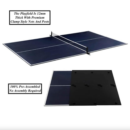 Foldable Indoor Official Size Table Tennis Conversion Top Ping Pong Tabletop with Retractable Net and Premium EVA Foam Padding Easy Storage with Fold-Up Design Double Sided PVC Finish