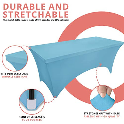 Utopia Kitchen Spandex Tablecloth 2 Pack [6FT, Blue Mist] Tight, Fitted, Washable and Wrinkle Resistant Stretch Rectangular Patio Table Cover for Event, Wedding, Banquet & Parties [72Lx30Wx30H Inch] - color: Blue Mist, size: 6 Feet - 2 Pack