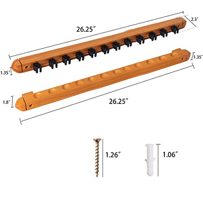 GSE Games & Sports Expert 2-Piece 6/8/12 Billiard Pool Cue Rack Wall Mounted Holders, Billiard Cue Sticks Wall Rack Set - style: 12 Cue - Oak