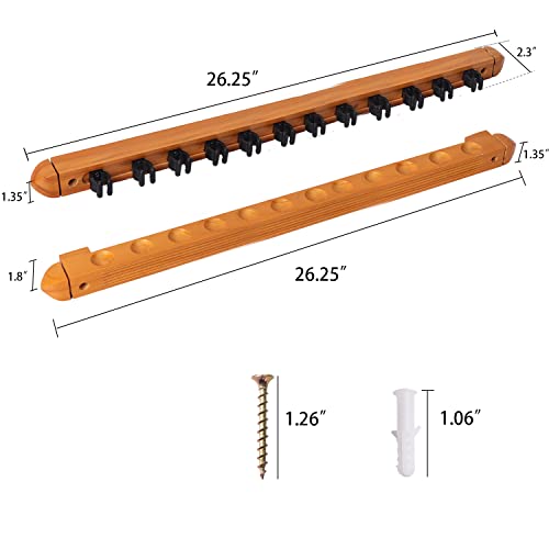 GSE Games & Sports Expert 2-Piece 6/8/12 Billiard Pool Cue Rack Wall Mounted Holders, Billiard Cue Sticks Wall Rack Set - style: 12 Cue - Oak