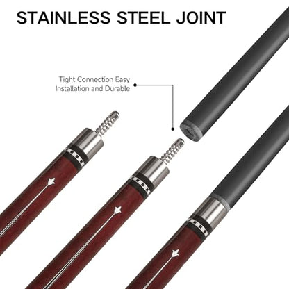 HomeSeason Carbon Fiber Pool Cue 58" with Leather Bag Extender Extension Rod Professional Pool Stick 4-Layer Tip Low Deflection Cue Stick, 3 * 8/8Joint Pin, Ultra-Smooth, Billiard Cue Sticks - color: 20oz with bag