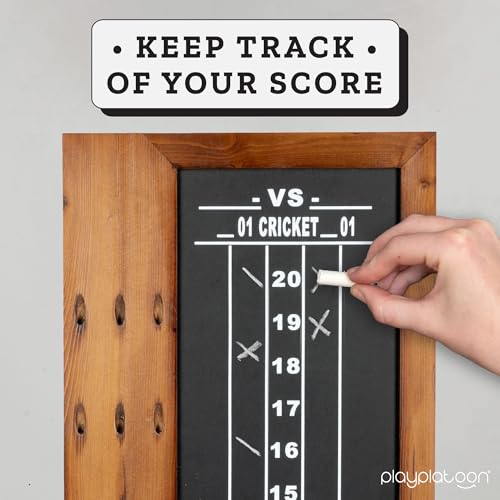 Play Platoon Dart Scoreboard & Darts Holder Wall Mount - Wood Score Board, Professional Darts Accessories, Dart Holder - size: 20 x 12 inch, style: Chalkboard