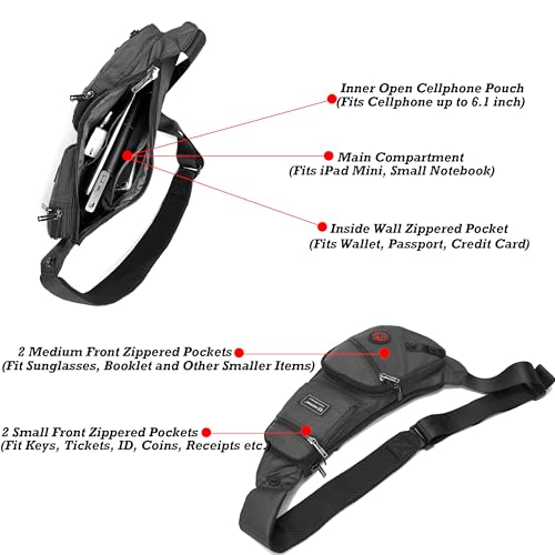 NICGID Sling Bag Chest Shoulder Backpack Crossbody Bags Casual Daypack for Men Women - color: Black-1