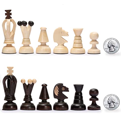 Husaria European International Chess Wooden Game Set, King's Continental - 13.8 Inches Medium Size Chess Set with Handcrafted Chessmen and Felted Folding Board - size: 13.8 Inches