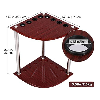 Corner Cue Rack- 8 Pool Stick Holder Floor Stand, Easy to Assemble Pool Cue Rack, OAK Material Cue Rack for Indoors or Outdoors,14.8"x14.8"x20.1"
