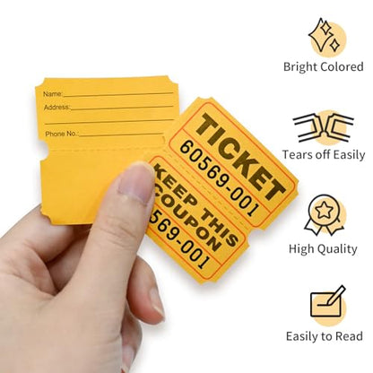 L LIKED Raffle Tickets Double Rolls 1000 Per Roll 50/50 Raffle Tickets for Events,Carnivals, Entry, Class Reward, Prizes(Yellow) - color: 1000 Yellow