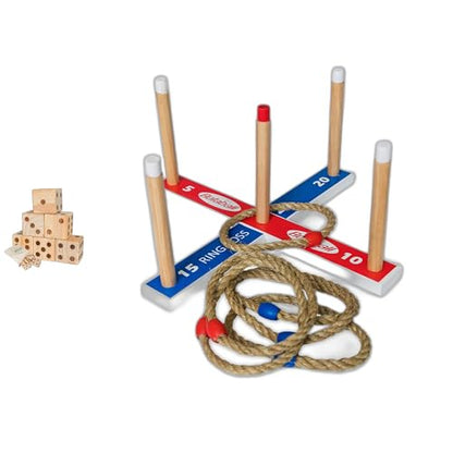 Bolaball Outdoor Fun Bundle Giant Wooden Dice Set & Ring Toss Game | Yard Games for Family, BBQ, Parties, and Picnics