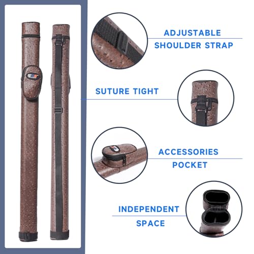 GSE Games & Sports Expert Billiard Cue Cases, 1x1 Deluxe Hard Billiard Pool Cue Stick Carrying Case, Pool Billiards Accessories (Several Colors Available) - color: Brown
