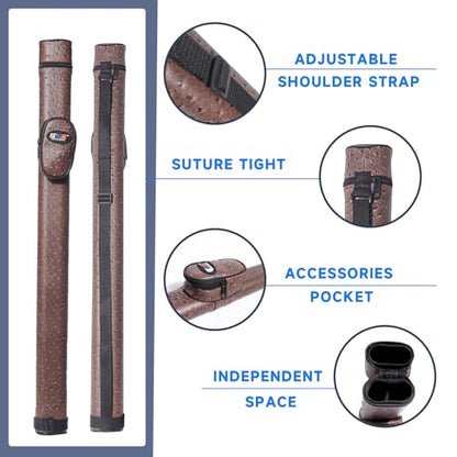 GSE Games & Sports Expert Billiard Cue Cases, 1x1 Deluxe Hard Billiard Pool Cue Stick Carrying Case, Pool Billiards Accessories (Several Colors Available) - color: Brown