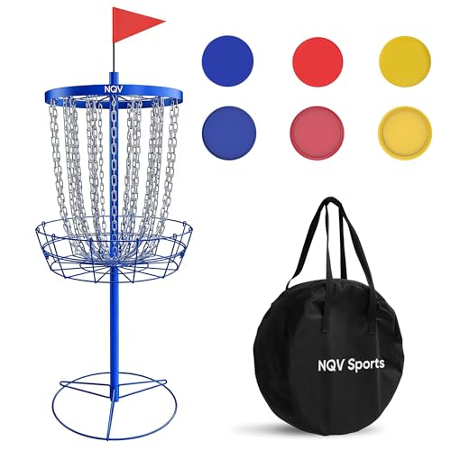 NQV PRO Disc Golf Basket,Heavy Duty 24 Chain Portable Target with Transit Bag, Outdoor/Indoor - size: 52in-Blue