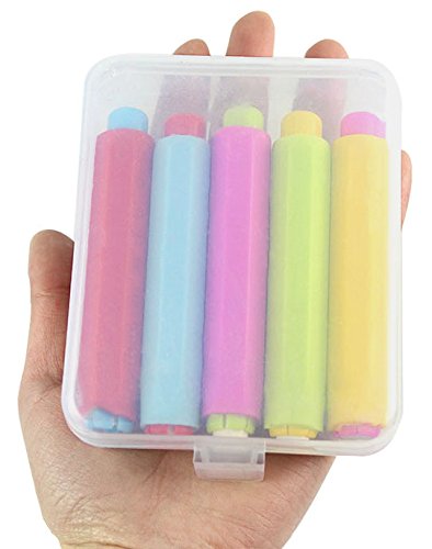 5xLunies Chalk Holder with Storage Hard Case - Blackboard Adjustable Clip Set for Teachers Kids School Office Drawing Board 3.7"x0.6" 5 Bright Color NOT Included Chalk