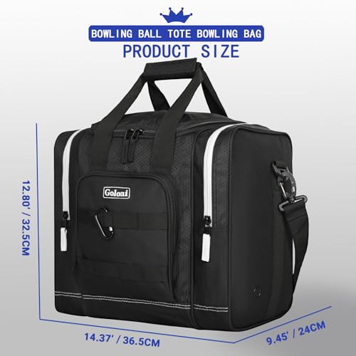 Goloni 1 Ball Bowling Bag for Men, Durable Bowling Tote with Padded Holder & Ventilated Shoe Compartment (Fits Size 14) - color: Black