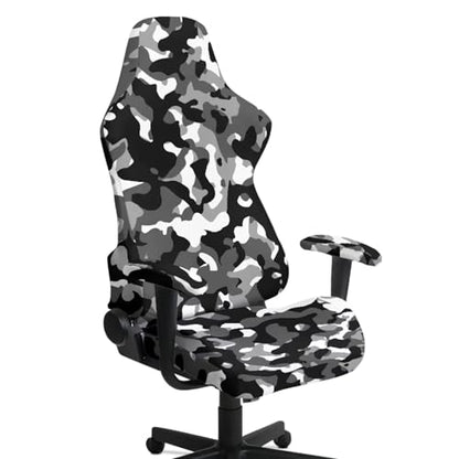 Black Gray Camouflage Pattern Gaming Chair Covers Slipcovers 4 PCS Non-Slip Game Chair Cover with Armrest Covers Universal Rotating Gaming Armchair Protector - color: Black Gray Camouflage Pattern