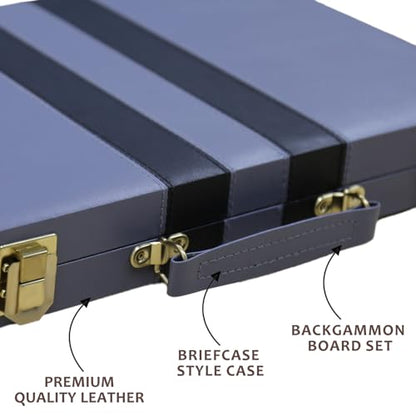 Backgammon Set - Classic Board Game with Premium PU Leather Case - Portable Travel Strategy Backgammon Game Set for Adults, Kids Family Game Night, Vacation & Gifts (11inch Small, Gray) - color: Gray, style: 11inch