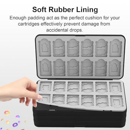 QuoLumPIA 96 Game Case - for Nintendo Switch 2/OLED/Lite Cartridge storage with 96 Game Card Slots & 160 Micro SD Card Slots, Black, Hard Shell, Silicone Lining, Magnetic snap, Travel, Gift, Party - size: 96