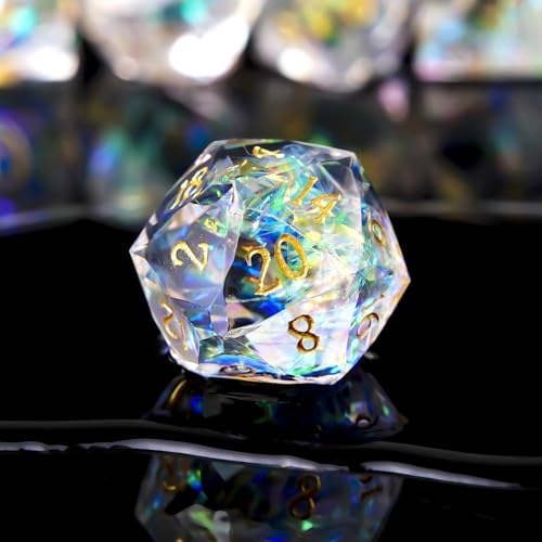 Multifaceted Resin DND Dice Set 7 PCS – Transparent Polyhedral Role Playing Dice for Dungeons & Dragons, Pathfinder, RPG and Tabletop Games - color: Multifaceted -White