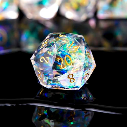 Multifaceted Resin DND Dice Set 7 PCS – Transparent Polyhedral Role Playing Dice for Dungeons & Dragons, Pathfinder, RPG and Tabletop Games - color: Multifaceted -White
