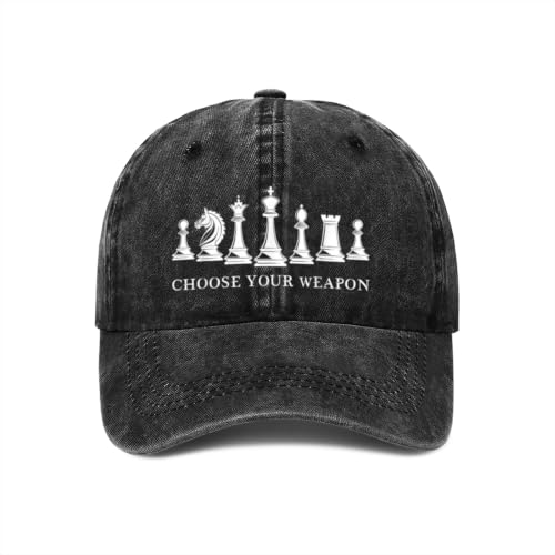 Choose Your Weapon Retro Chess Master Pieces Game Club Humor Baseball Caps,Fishing Hat Trucker Cap Adjustable Sun Peak Hats - color: Black 1