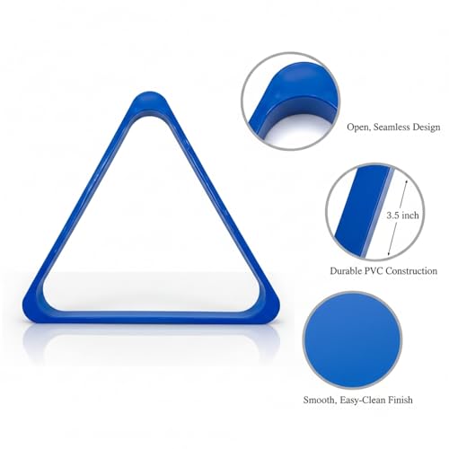 Billiard Triangle Rack with Storage Tray, PVC Frame for Standard Pool Balls, Easy Lift Design, 13 x 13 Inches (1 PC)