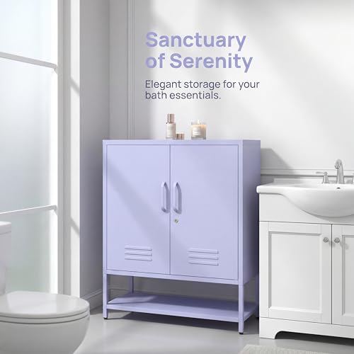 Lockable Metal Shoe Cabinet,Heavy Duty Storage Cabinet with 1 Adjustable Shelves,Purple Metal Storage Cabinet for Home,Entrance,Living Room,Bathroom 33" H X 29.5" W X 13.8" D - color: Purple, style: 33 “H-Cabinet-XG