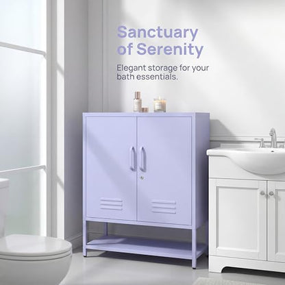 Lockable Metal Shoe Cabinet,Heavy Duty Storage Cabinet with 1 Adjustable Shelves,Purple Metal Storage Cabinet for Home,Entrance,Living Room,Bathroom 33" H X 29.5" W X 13.8" D - color: Purple, style: 33 “H-Cabinet-XG
