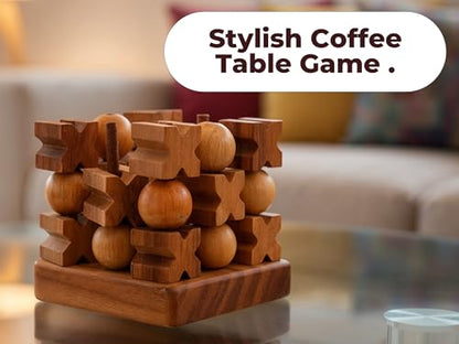 BSIRI 3D Wooden Tic Tac Toe Rustic Coffee Table Decor Unique Gifts for Special Occasions Fun for Adults in Strategic Game Night Family Games - style: 3D Tic Tac Toe
