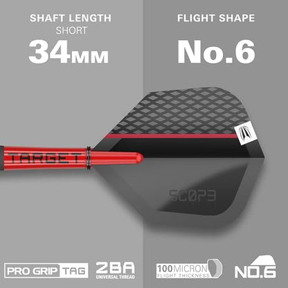 Target Darts Scope Steel Tip Swiss Point Darts, 90% Tungsten Dart Set | Steel Tip Dart, Red & Black Darts, Professional Dart Set with Swiss Points & Tool | Barrel 01/02/03/04 –21G/22G/23G/24G/25G - size: 25G, style: Barrel 01