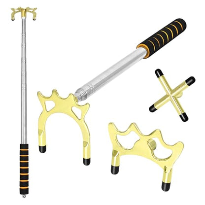 Retractable Pool Cue Bridge Stick Set with 3 Removable Brass Bridge Heads Snooker Billiards Stick Bridge Pool Table Accessories Adjustable Pool Cue Rest for Precision