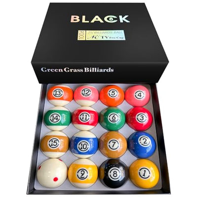 HMQQ Billiard Balls Set 2-1/4" Regulation Size Pool Table Balls for Replacement (16 Resin Balls) - style: 8A 2-1/4" pool ball