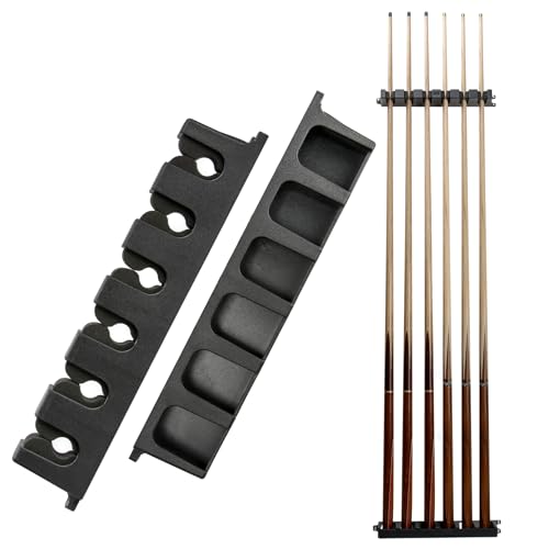 Go Pal CR1 Black Pool Cue Holder, Wall Mount Pool Stick Rack for 6 Cues Stick Storage, Pool Cue Set Rack, Pool Table Rods Organizer