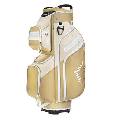 uniHimal Golf Cart Bag, 15 Way Organizer Divider Top with Handles and Rain Cover - color: Gold