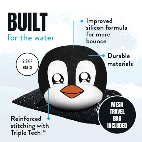 Activ Life The Ultimate Water Skip Balls, Water Bouncing Ball for Swimming Pool, Beach Toys for Friends, Family, Kids and Adults - style: Penguins